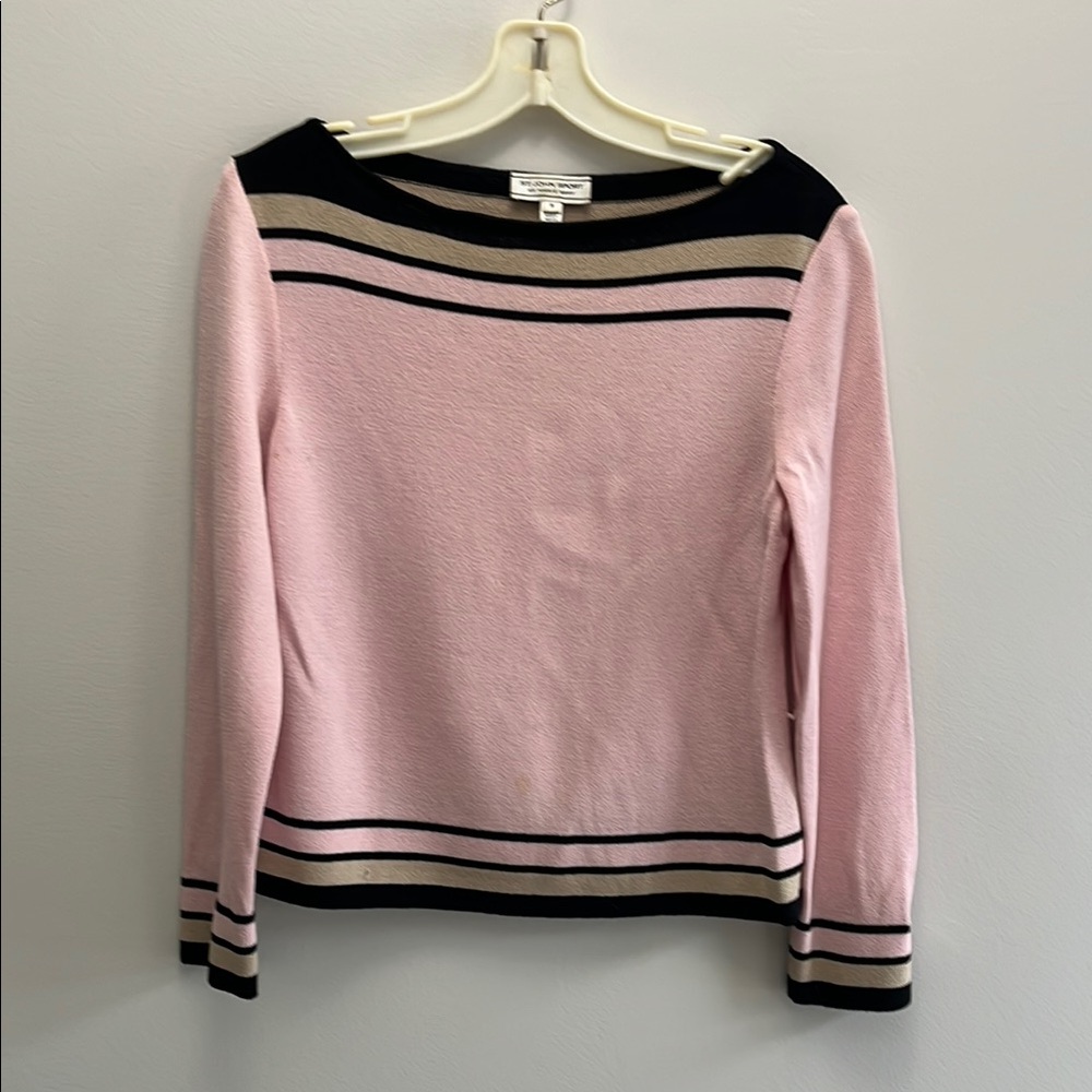 St. John Sport by Marie Gray Pink and Black Crew Neck Sweater